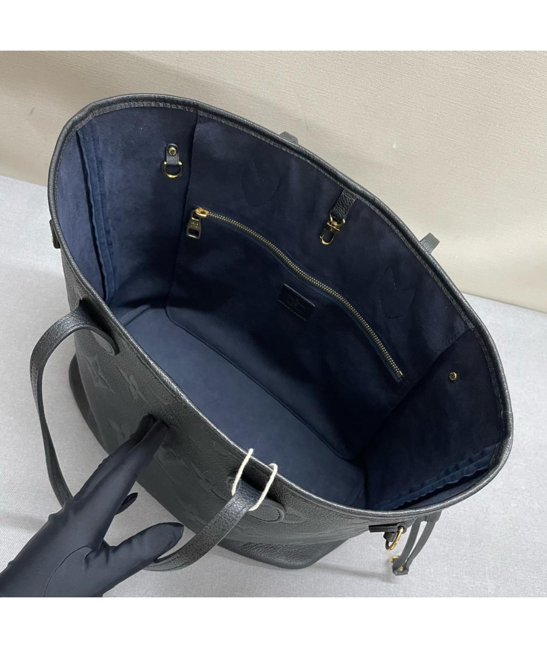 LOUIS VUITTON Черная кожаная сумка тоут, фото 6