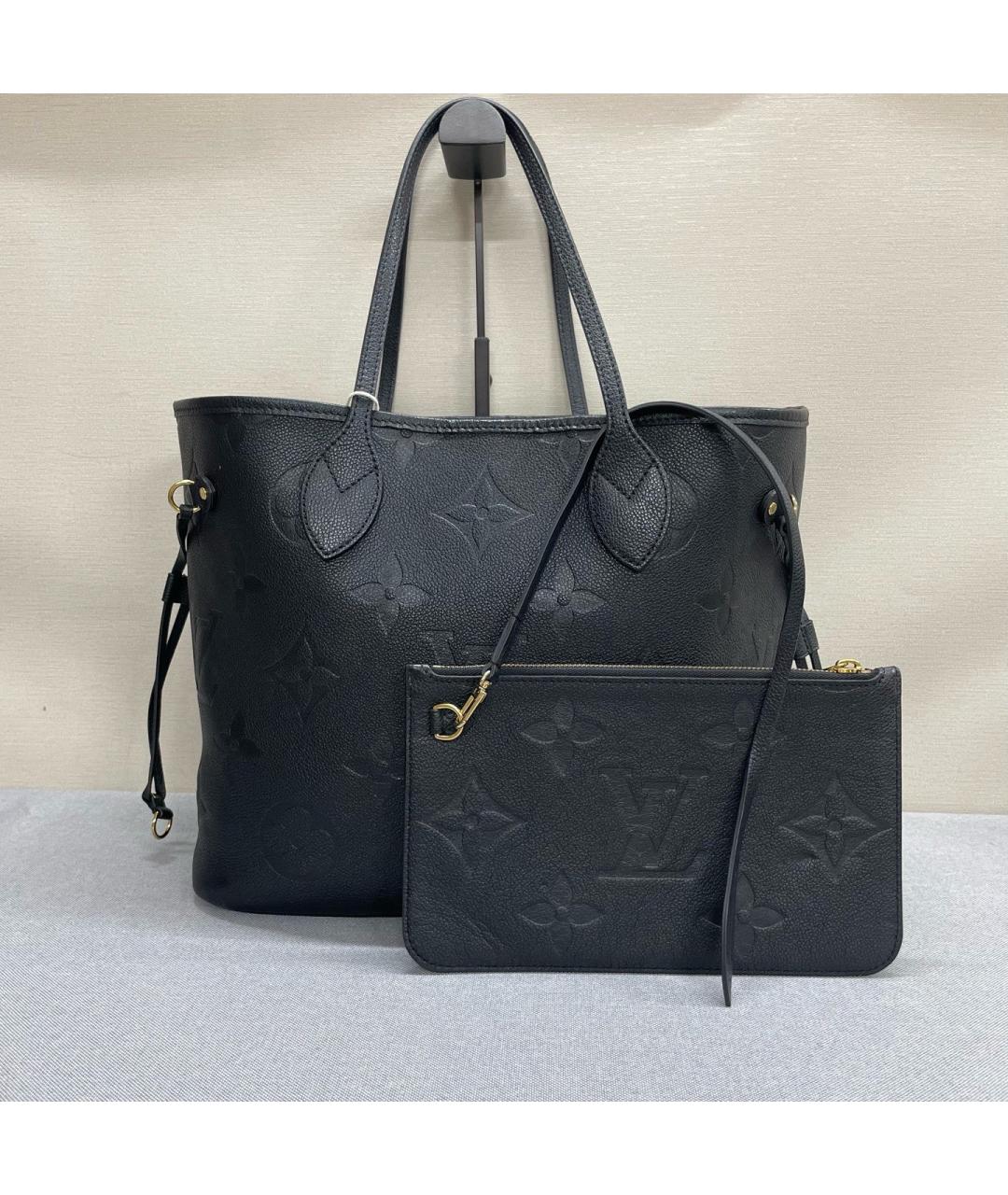 LOUIS VUITTON Черная кожаная сумка тоут, фото 9