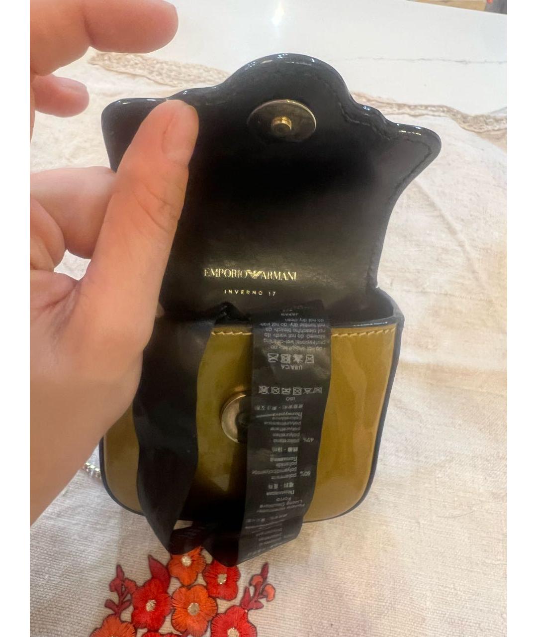 EMPORIO ARMANI Черная сумка через плечо из лакированной кожи, фото 6