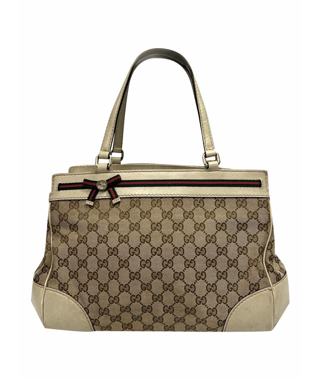 GUCCI Белая кожаная сумка с короткими ручками, фото 1