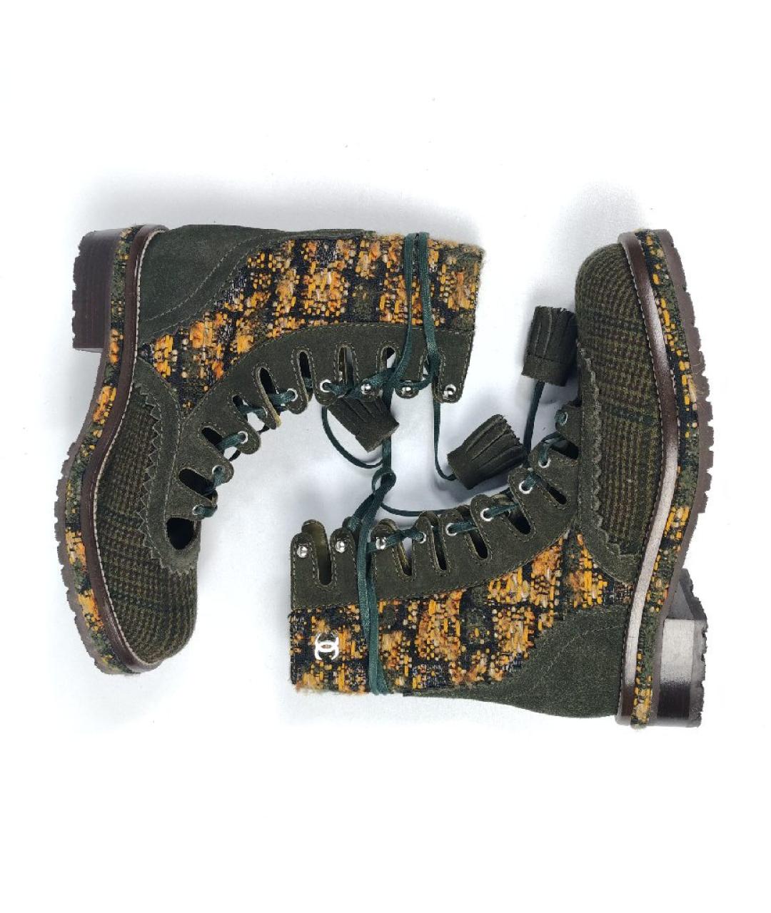 CHANEL Зеленые кожаные ботинки, фото 5