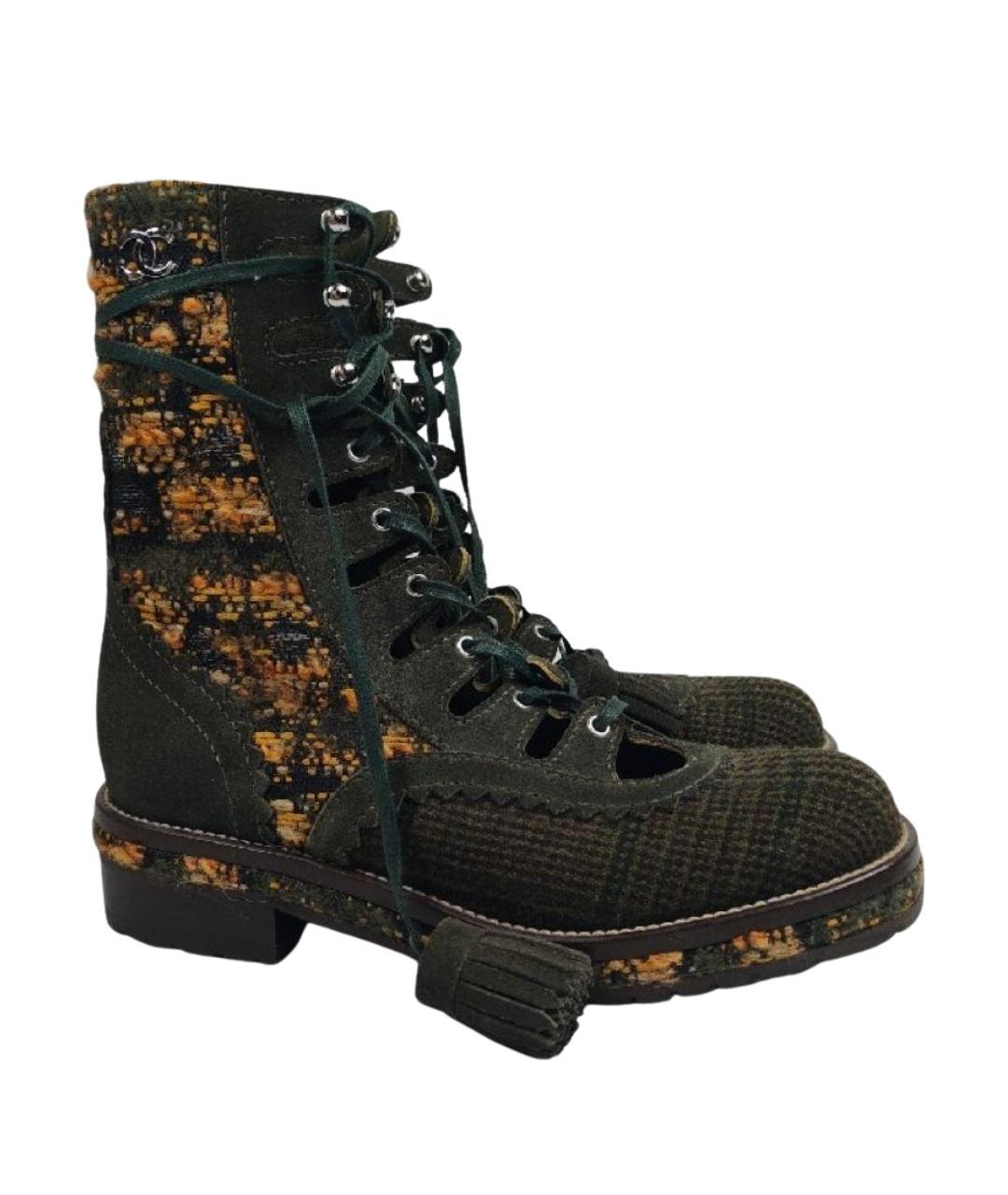 CHANEL Зеленые кожаные ботинки, фото 1