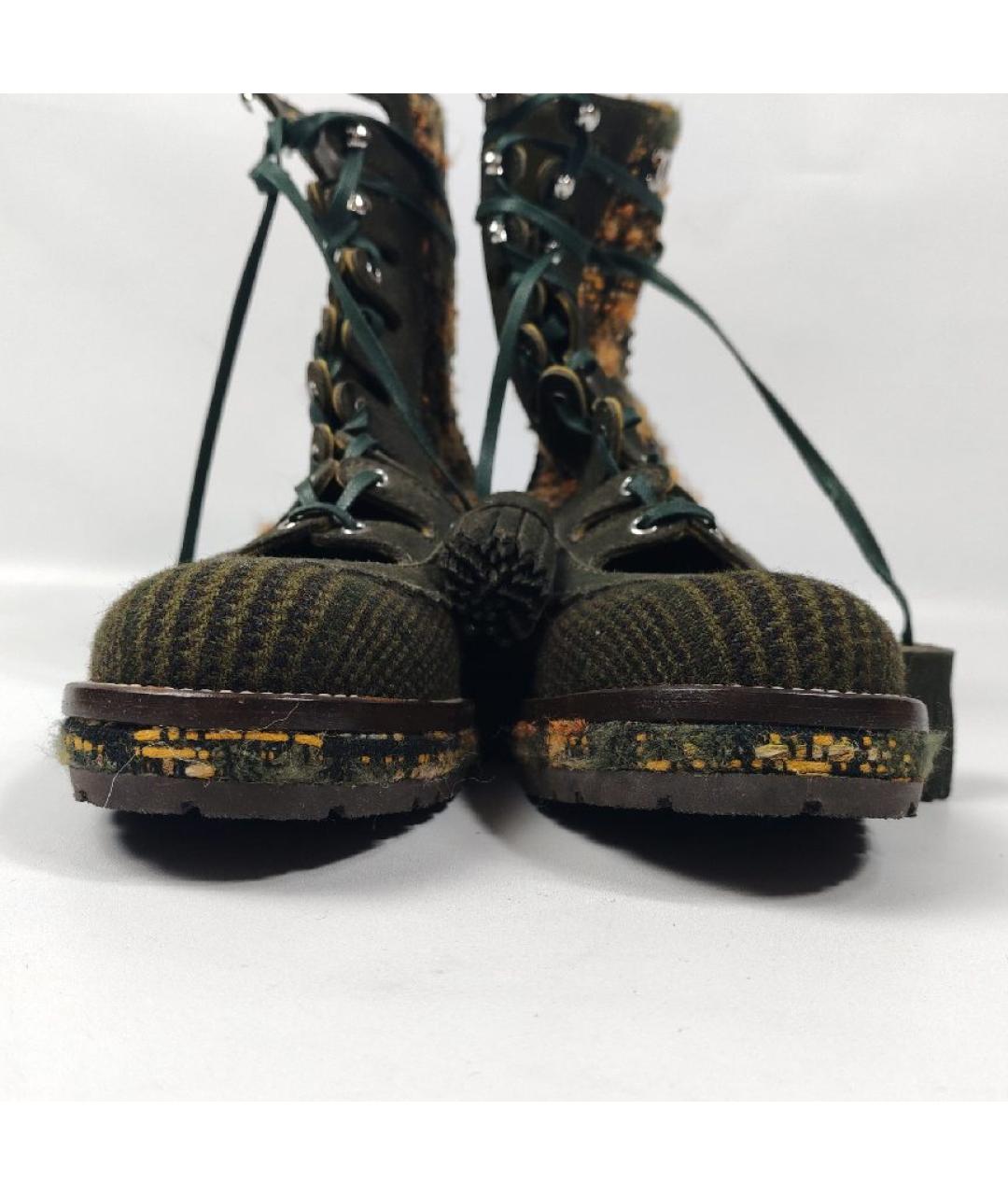 CHANEL Зеленые кожаные ботинки, фото 3