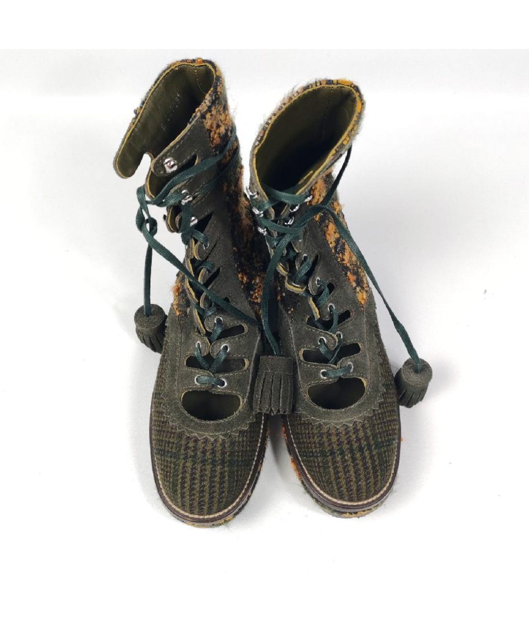 CHANEL Зеленые кожаные ботинки, фото 2