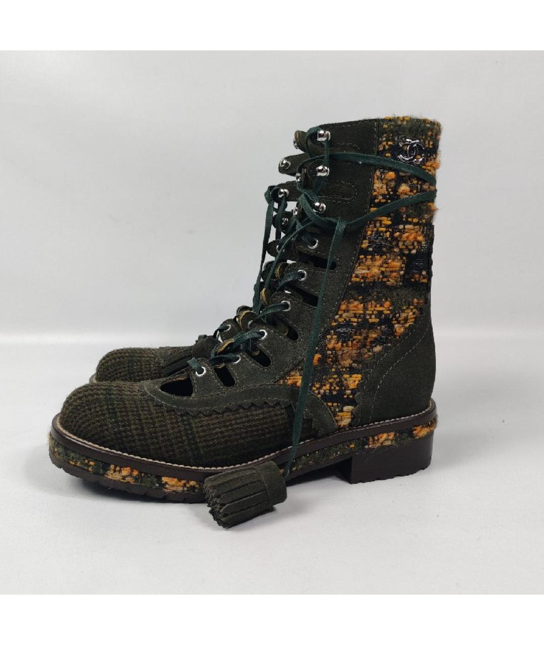 CHANEL Зеленые кожаные ботинки, фото 10