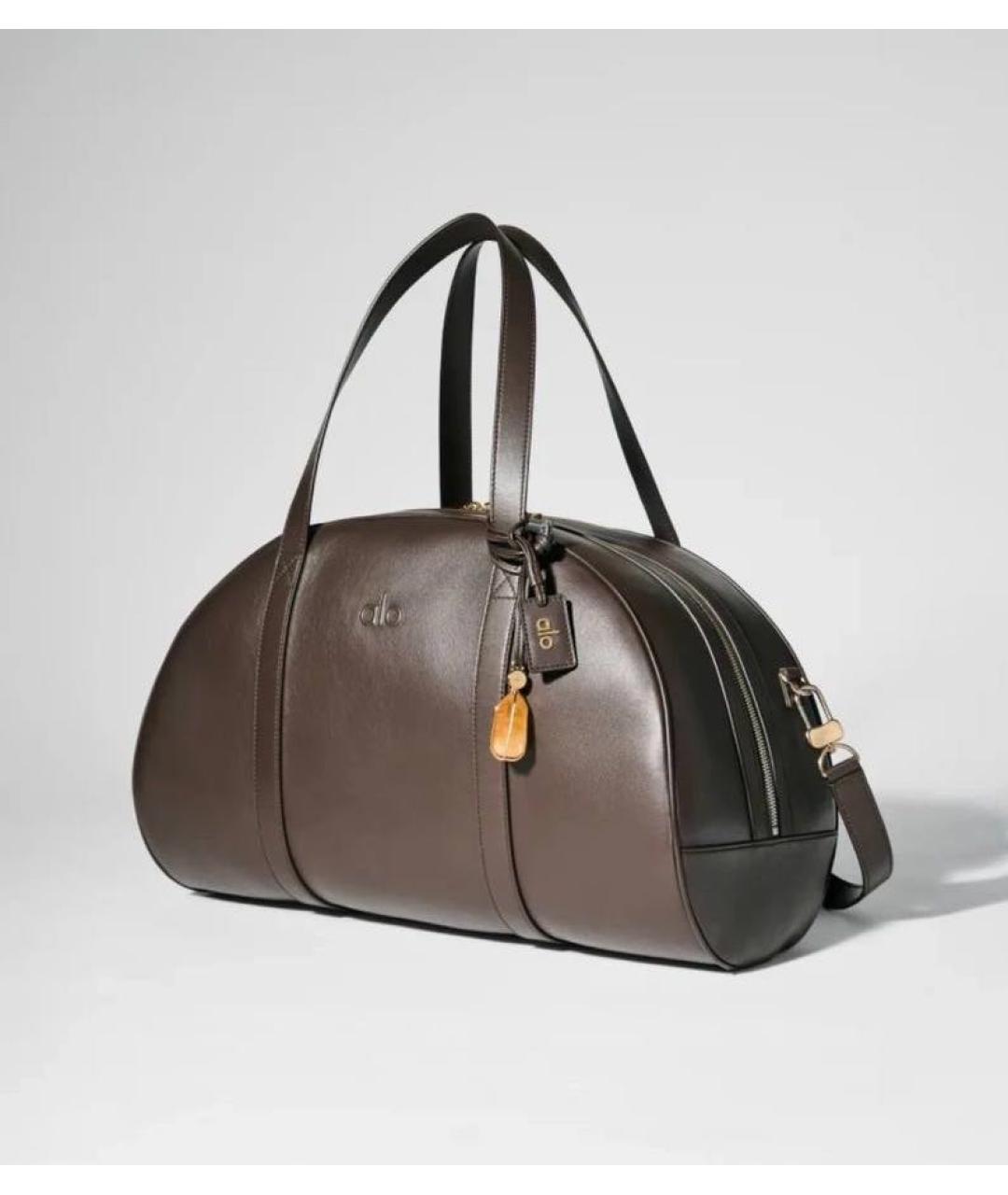 ALO YOGA Коричневая кожаная сумка тоут, фото 2