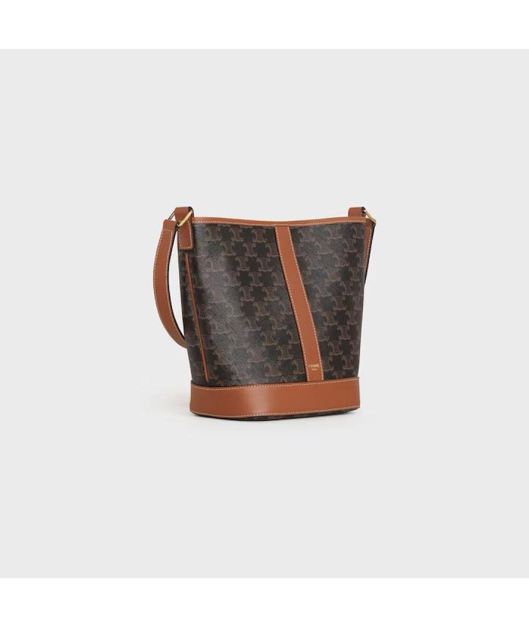 CELINE Коричневая кожаная сумка через плечо, фото 3