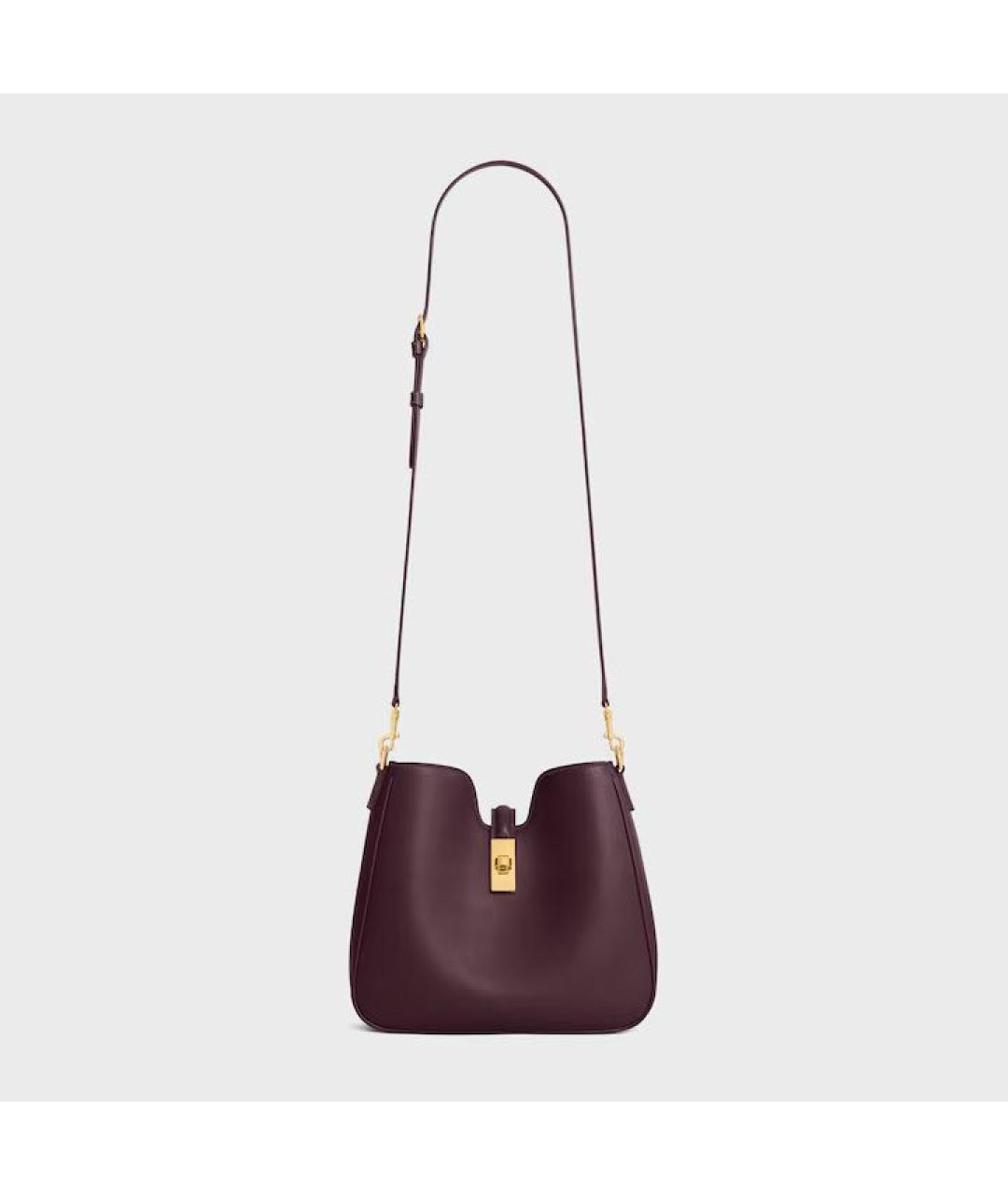 CELINE Бордовая кожаная сумка через плечо, фото 4