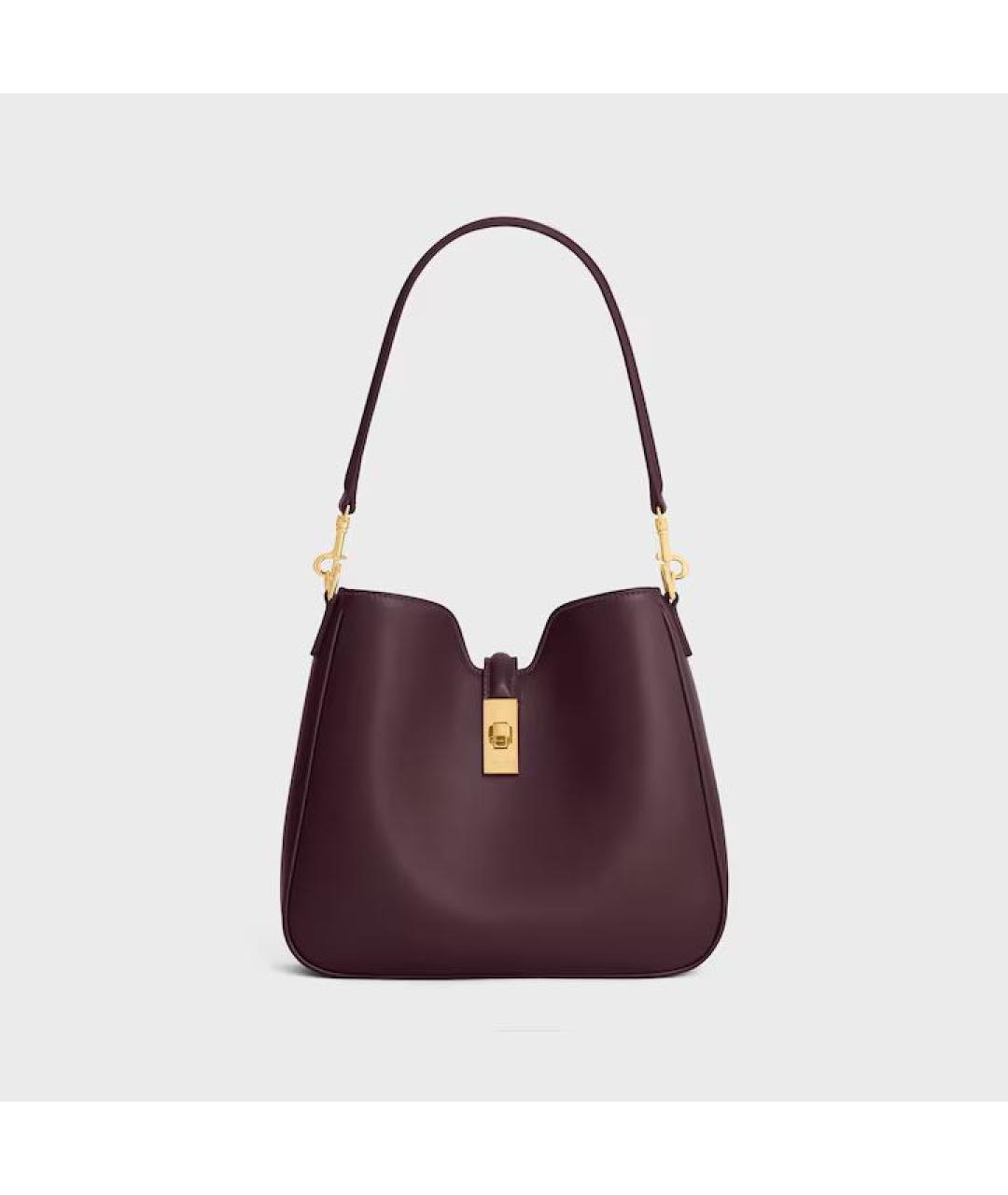 CELINE Бордовая кожаная сумка через плечо, фото 6
