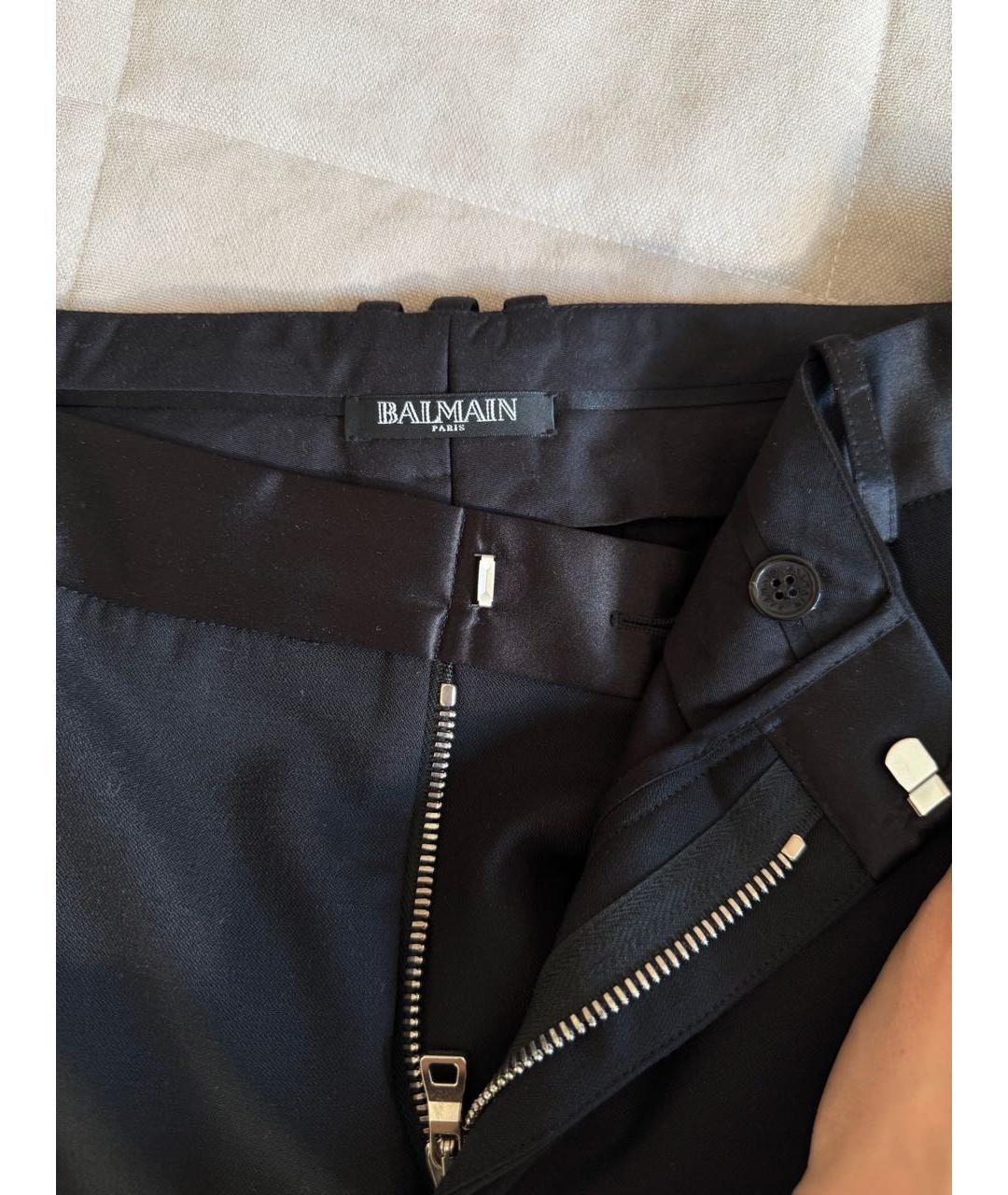 BALMAIN Черные хлопковые классические брюки, фото 3