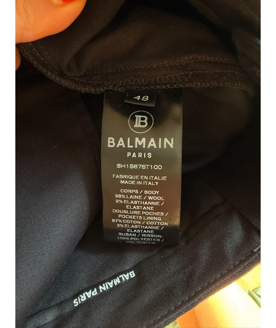 BALMAIN Черные хлопковые классические брюки, фото 7