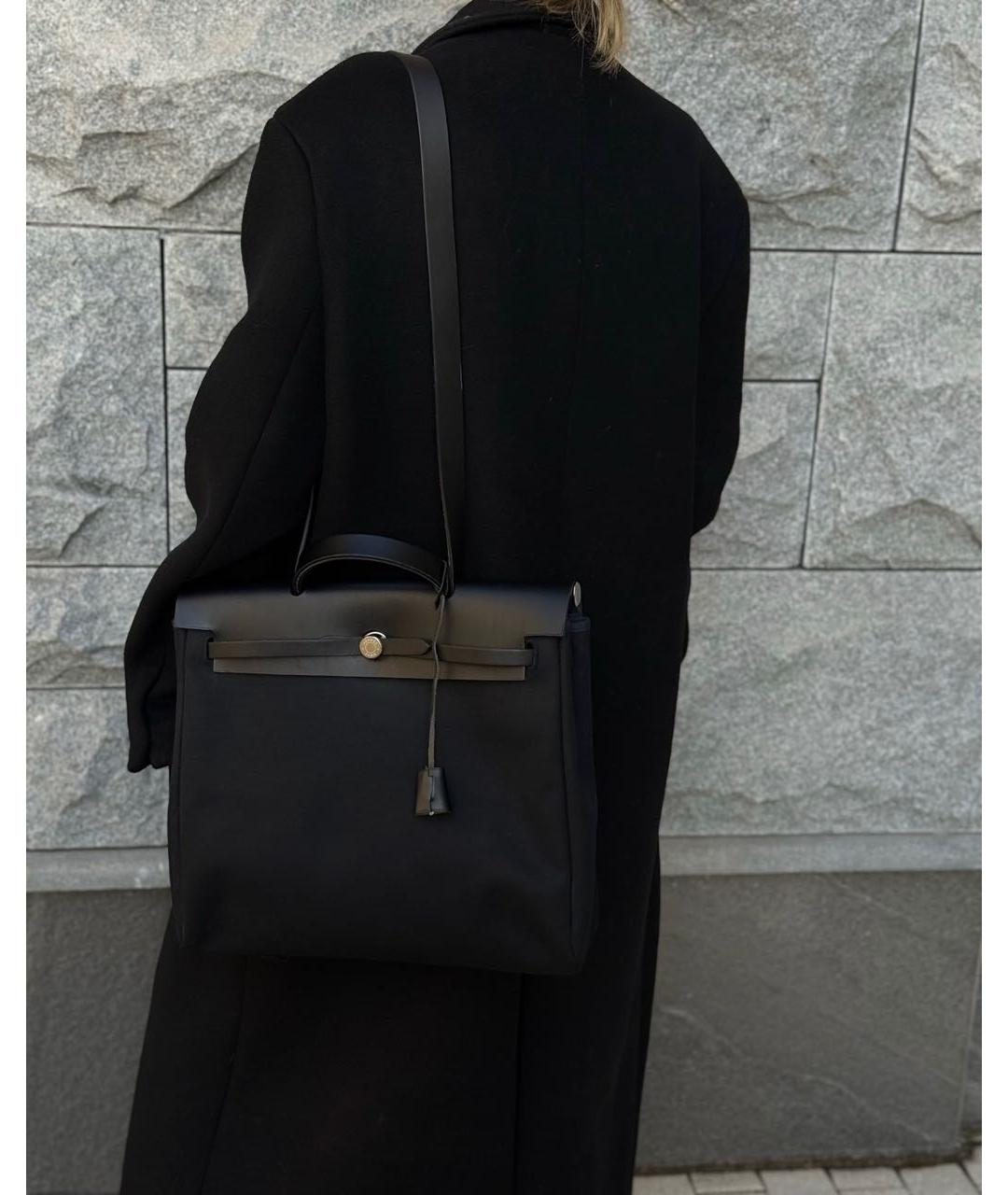 HERMES Черная кожаная сумка через плечо, фото 5