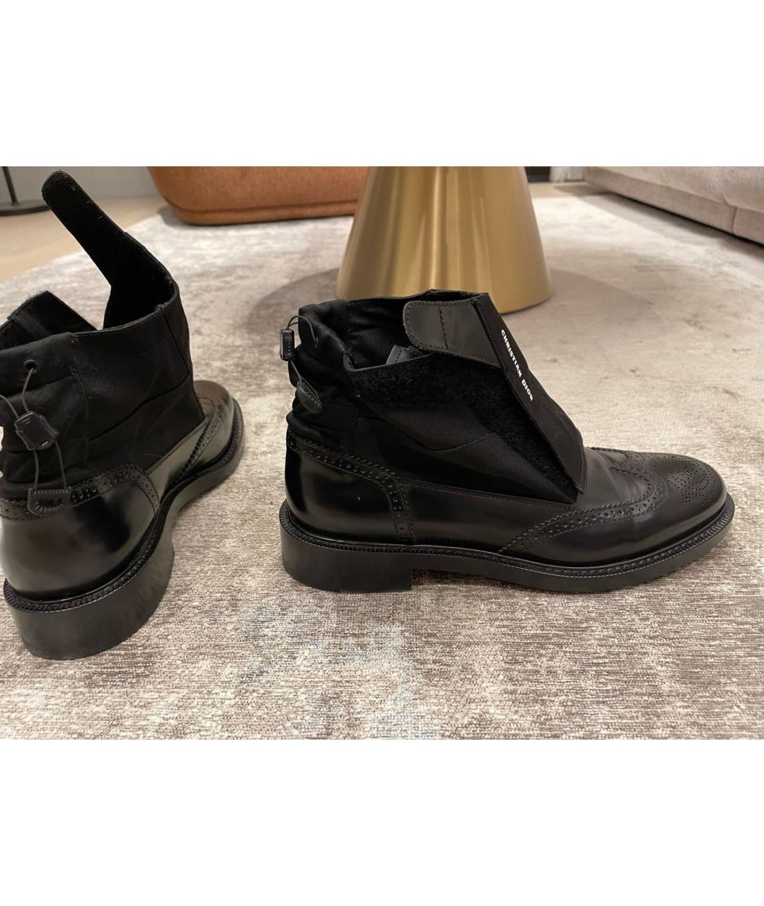 CHRISTIAN DIOR Черные кожаные высокие ботинки, фото 9