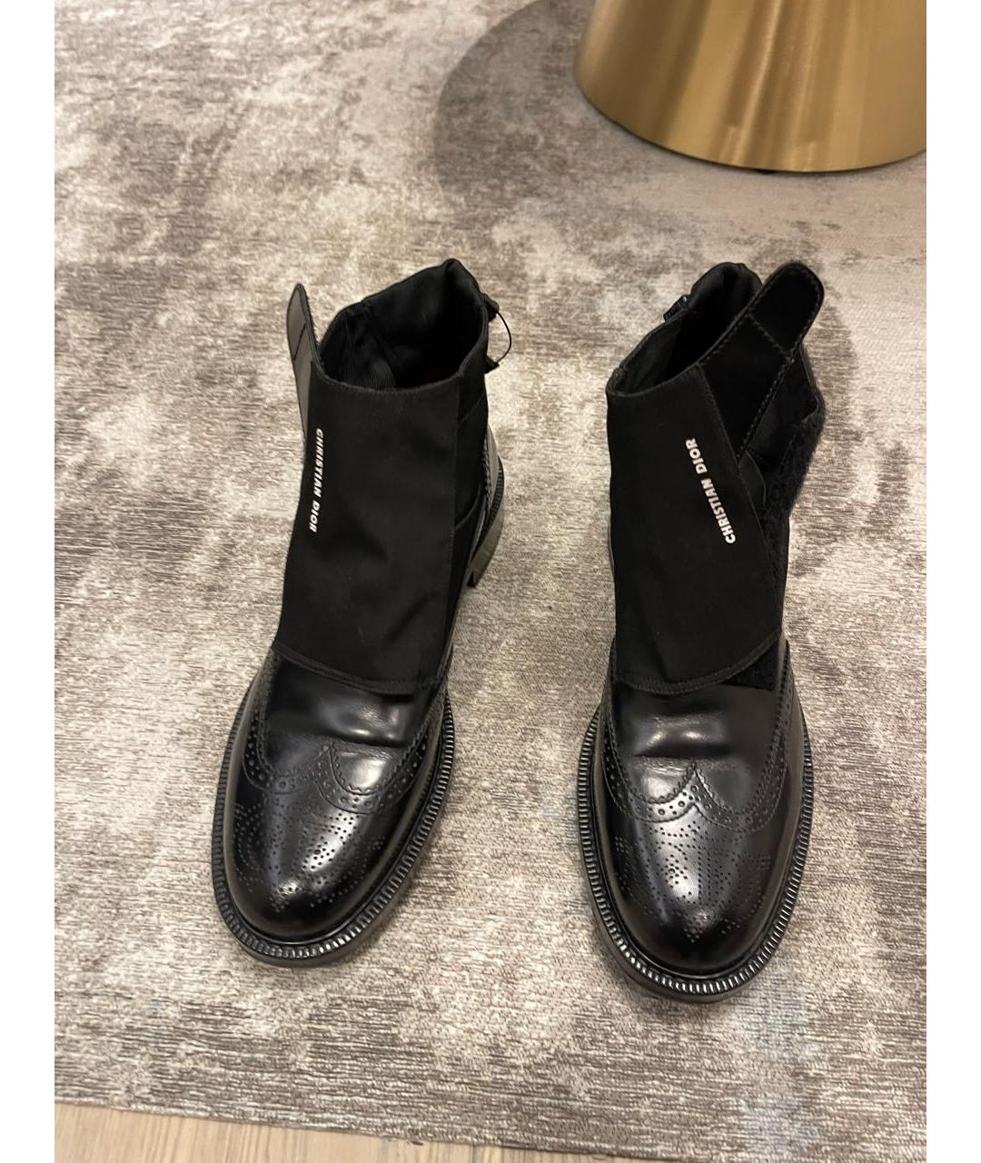 CHRISTIAN DIOR Черные кожаные высокие ботинки, фото 2