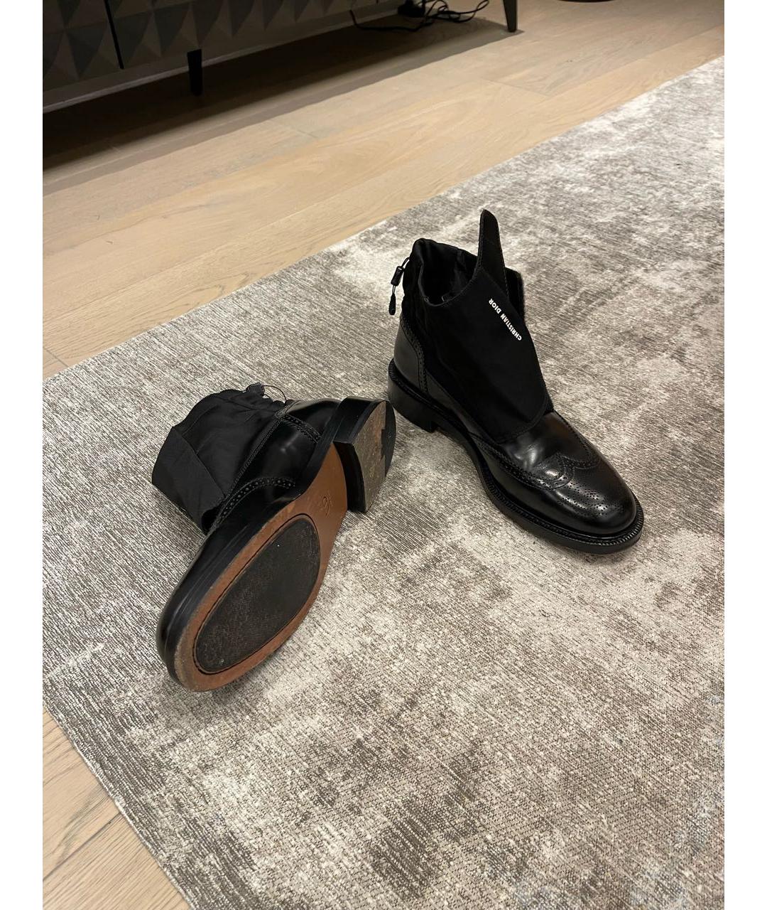 CHRISTIAN DIOR Черные кожаные высокие ботинки, фото 4