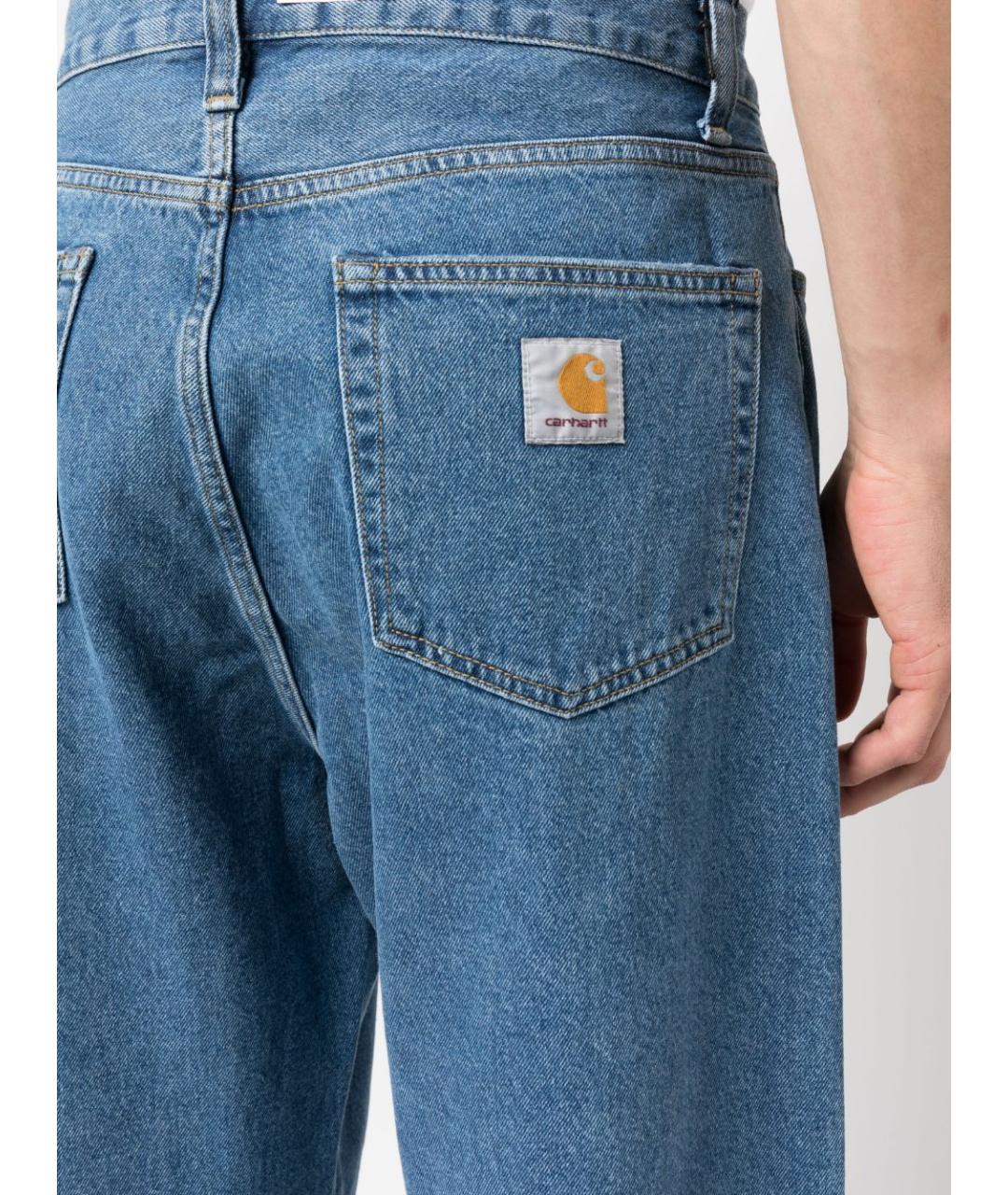 CARHARTT WIP Голубые хлопковые прямые джинсы, фото 3
