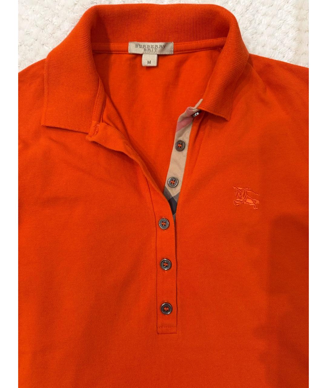 BURBERRY BRIT Оранжевая хлопко-эластановая футболка, фото 2