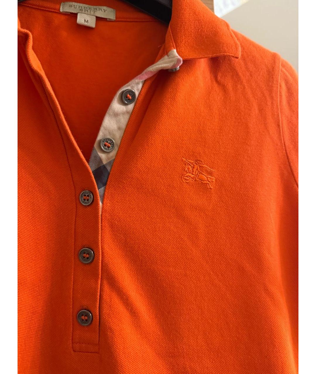BURBERRY BRIT Оранжевая хлопко-эластановая футболка, фото 8