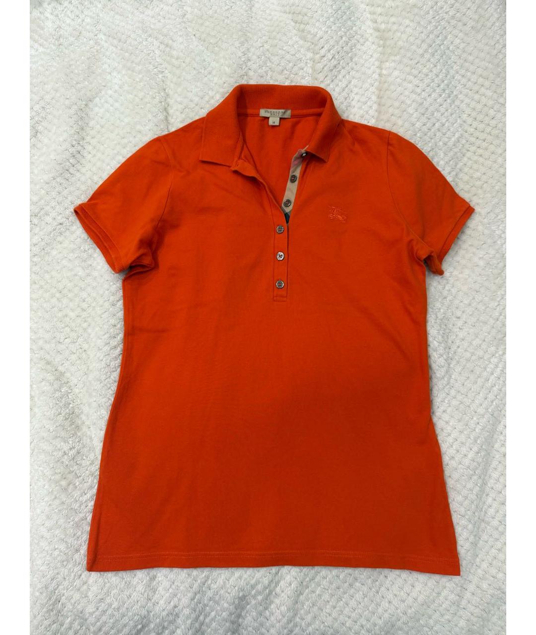 BURBERRY BRIT Оранжевая хлопко-эластановая футболка, фото 9