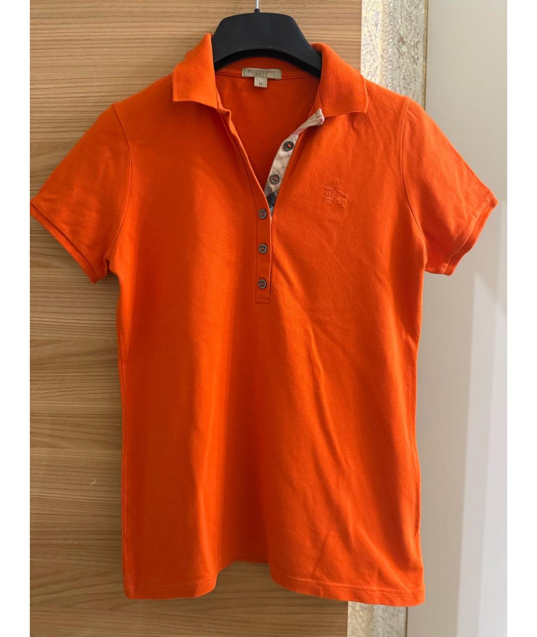 BURBERRY BRIT Оранжевая хлопко-эластановая футболка, фото 7