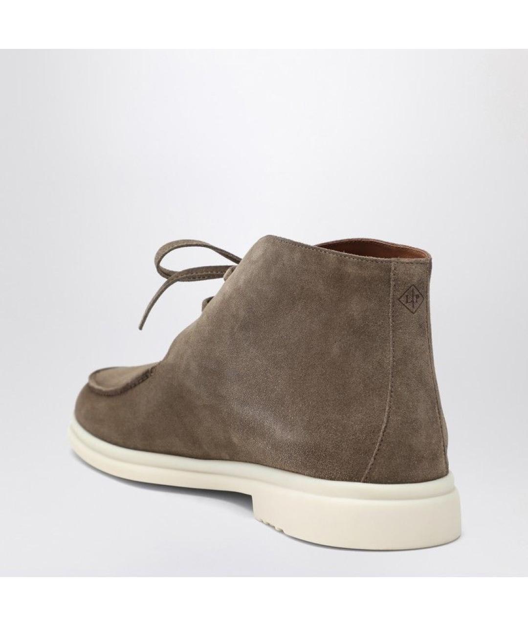 LORO PIANA Хаки замшевые высокие ботинки, фото 2