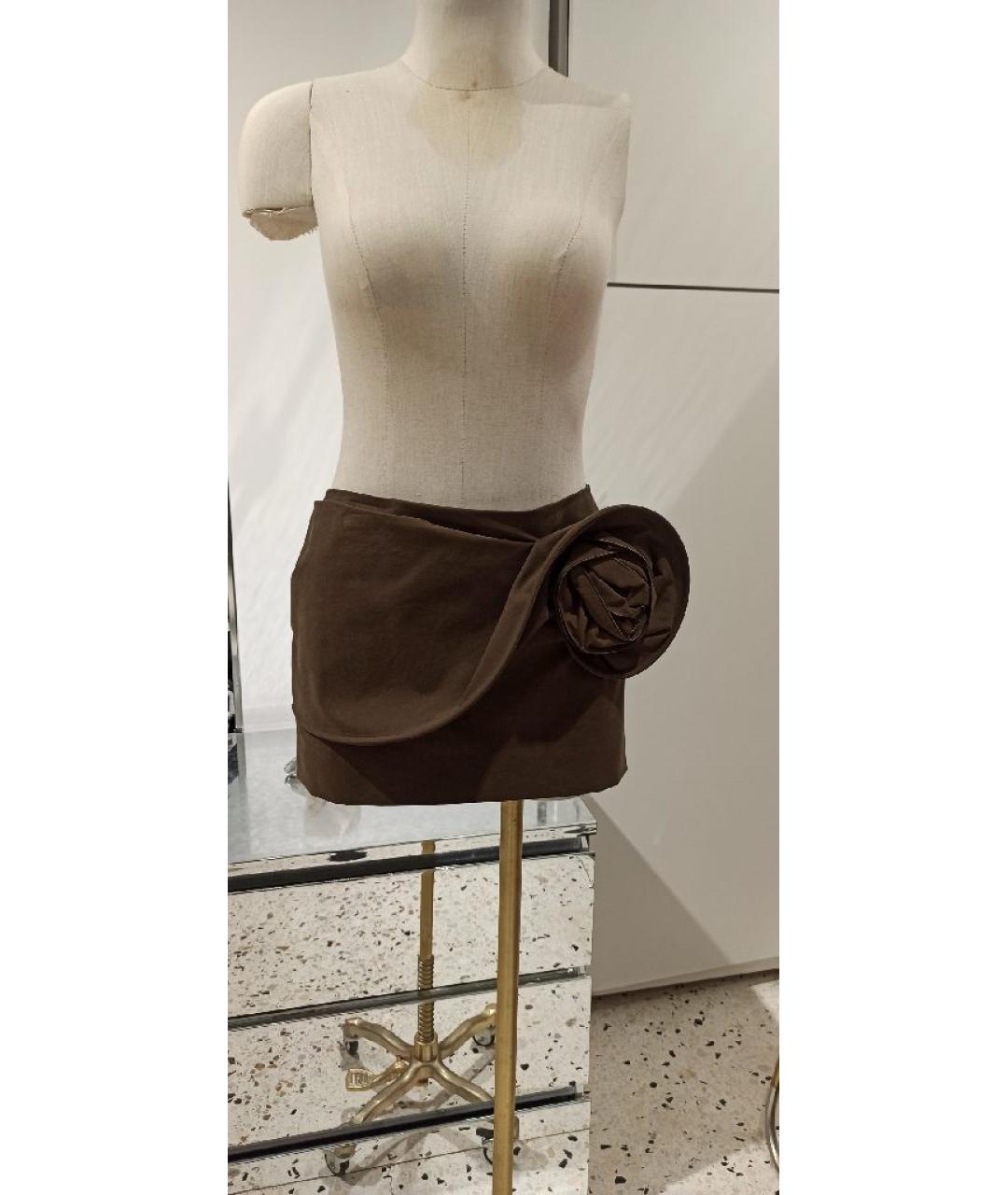 MAGDA BUTRYM Коричневая хлопковая юбка мини, фото 2