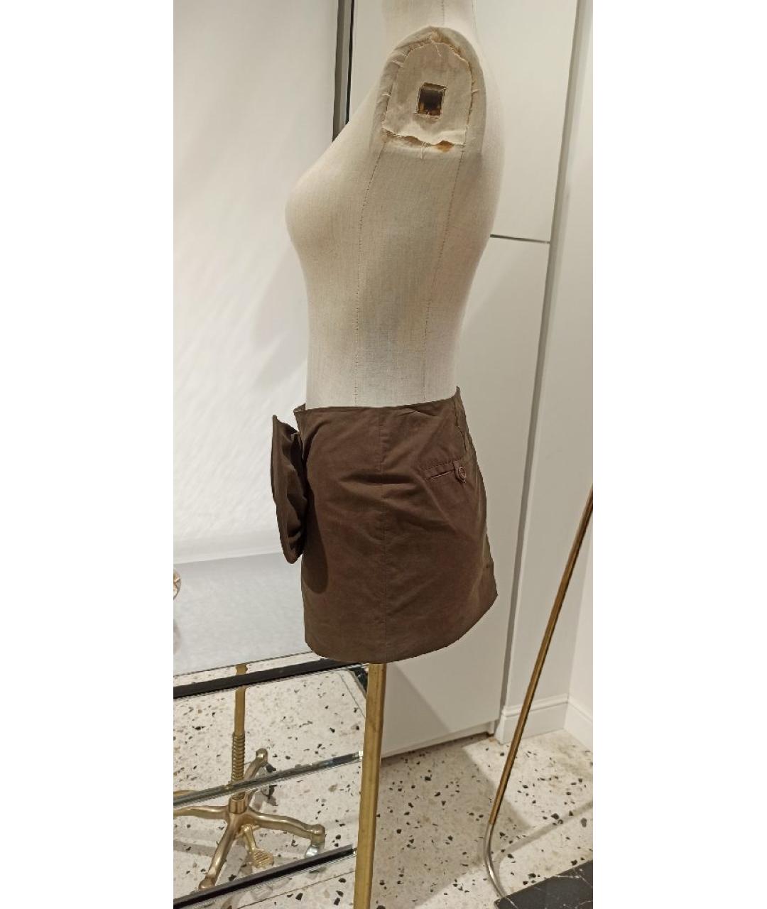 MAGDA BUTRYM Коричневая хлопковая юбка мини, фото 3