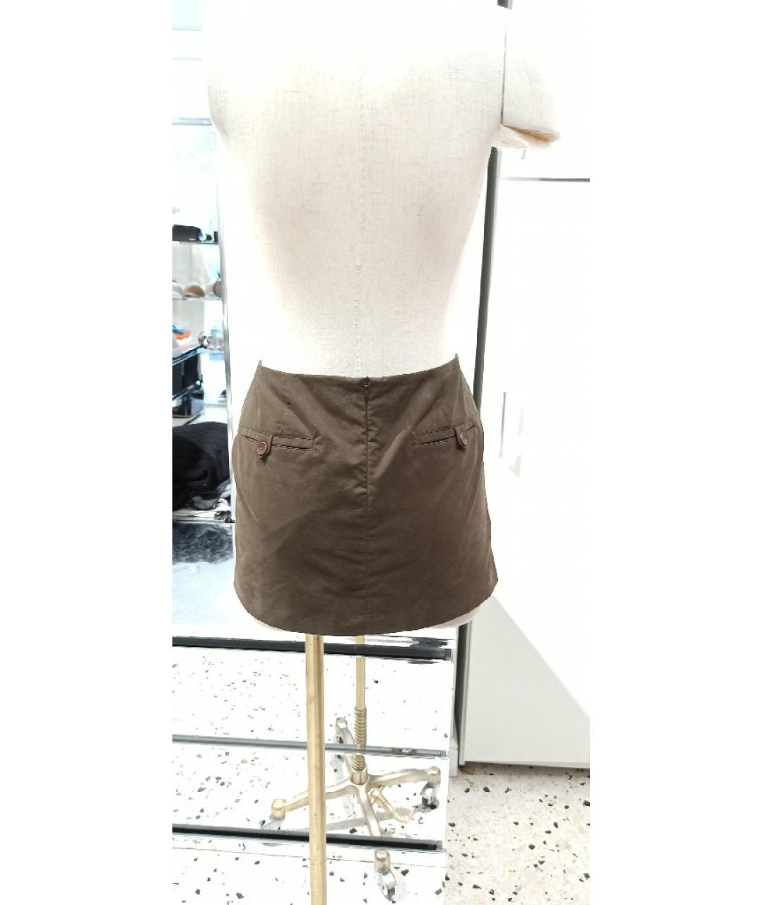 MAGDA BUTRYM Коричневая хлопковая юбка мини, фото 4