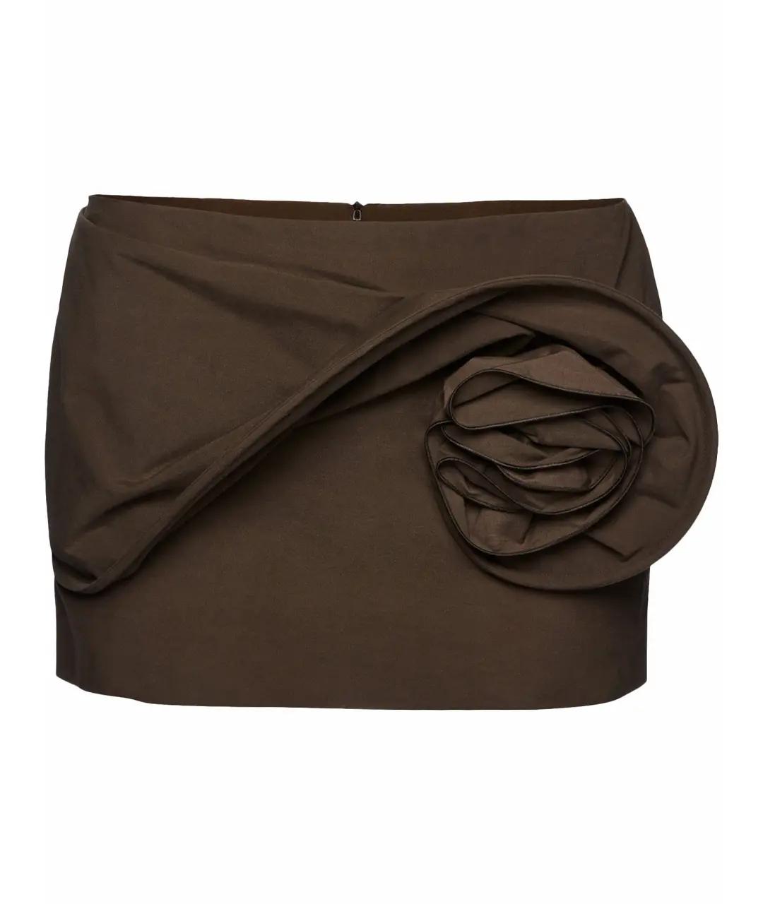 MAGDA BUTRYM Коричневая хлопковая юбка мини, фото 1