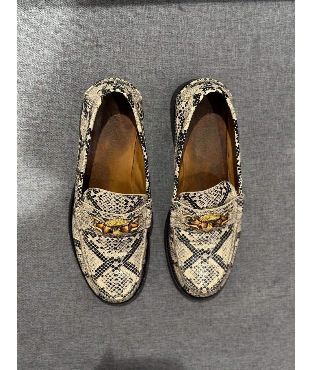 GUCCI Бежевые кожаные лоферы, фото 2