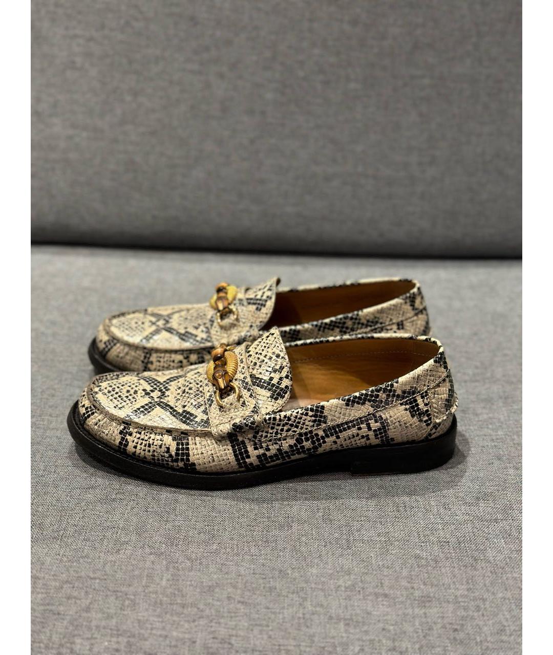 GUCCI Бежевые кожаные лоферы, фото 9