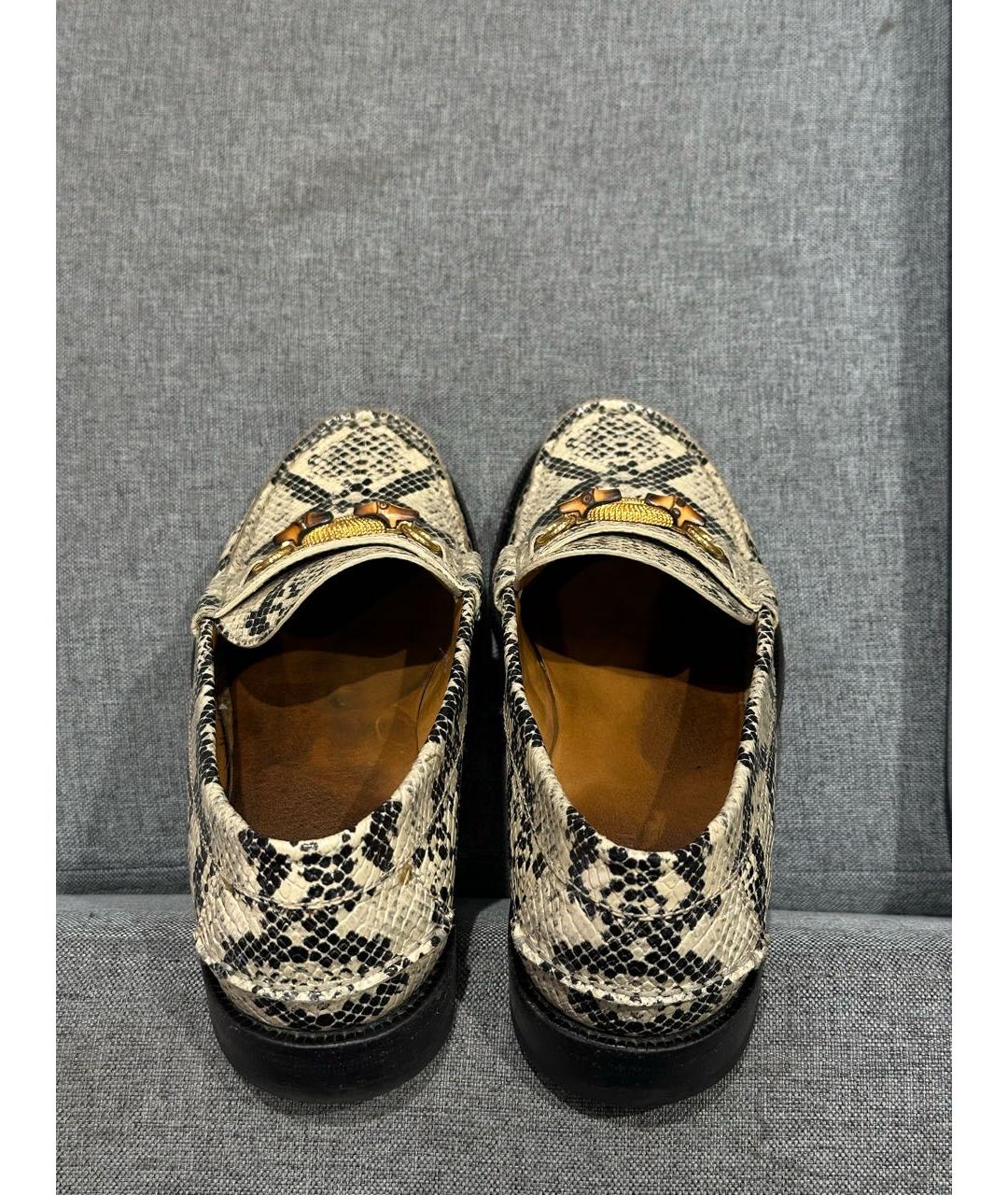 GUCCI Бежевые кожаные лоферы, фото 6