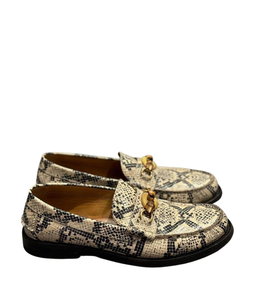 GUCCI Бежевые кожаные лоферы, фото 1