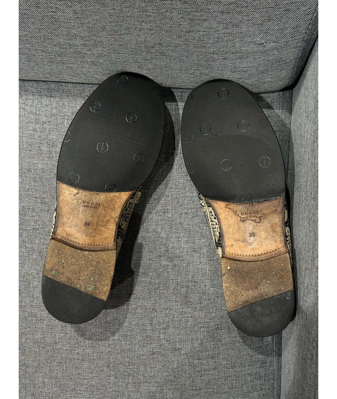 GUCCI Бежевые кожаные лоферы, фото 3