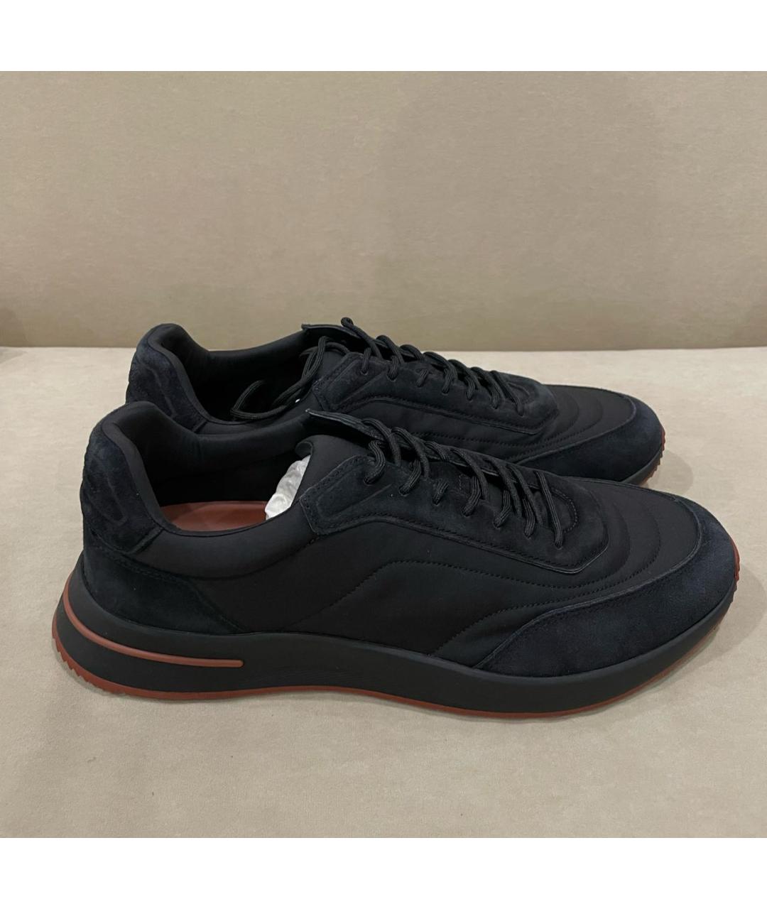 LORO PIANA Черные замшевые низкие кроссовки / кеды, фото 7