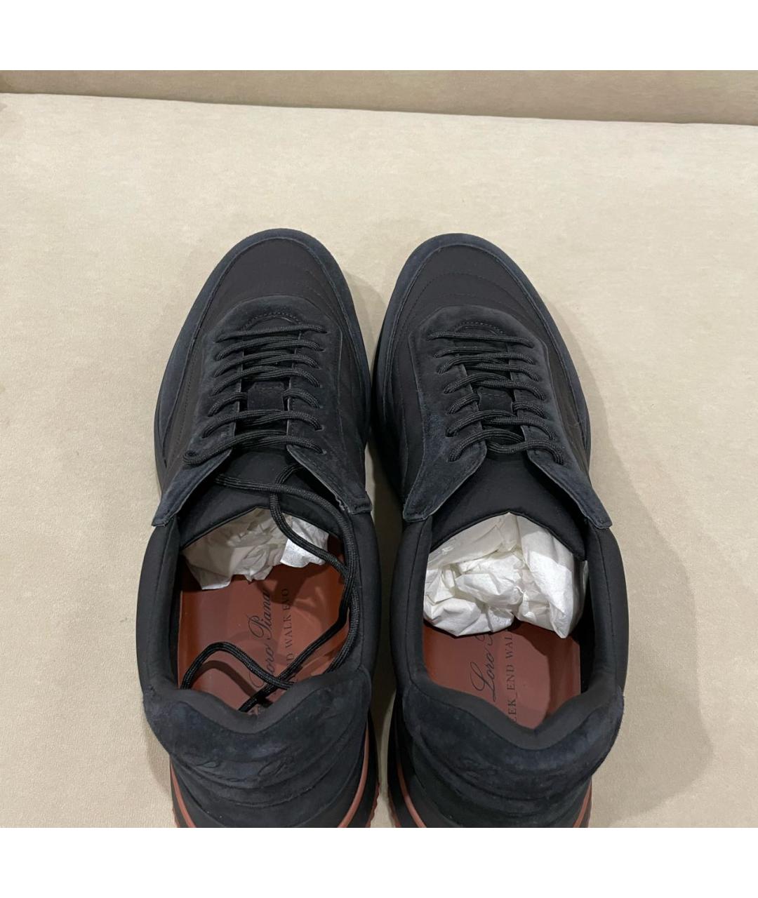 LORO PIANA Черные замшевые низкие кроссовки / кеды, фото 3