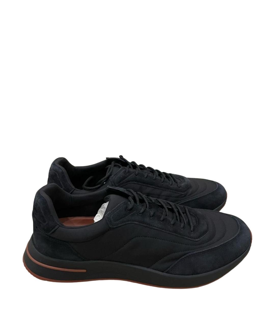 LORO PIANA Черные замшевые низкие кроссовки / кеды, фото 1