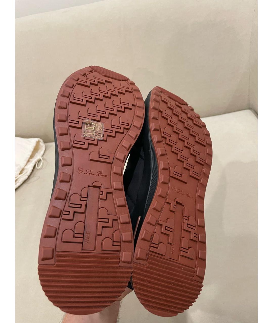 LORO PIANA Черные замшевые низкие кроссовки / кеды, фото 5