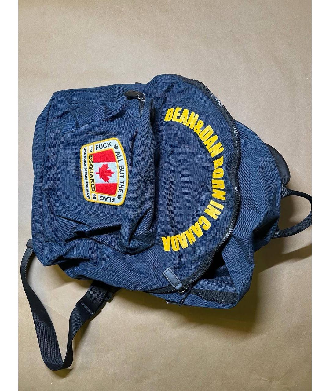 DSQUARED2 Темно-синий хлопковый рюкзак, фото 2