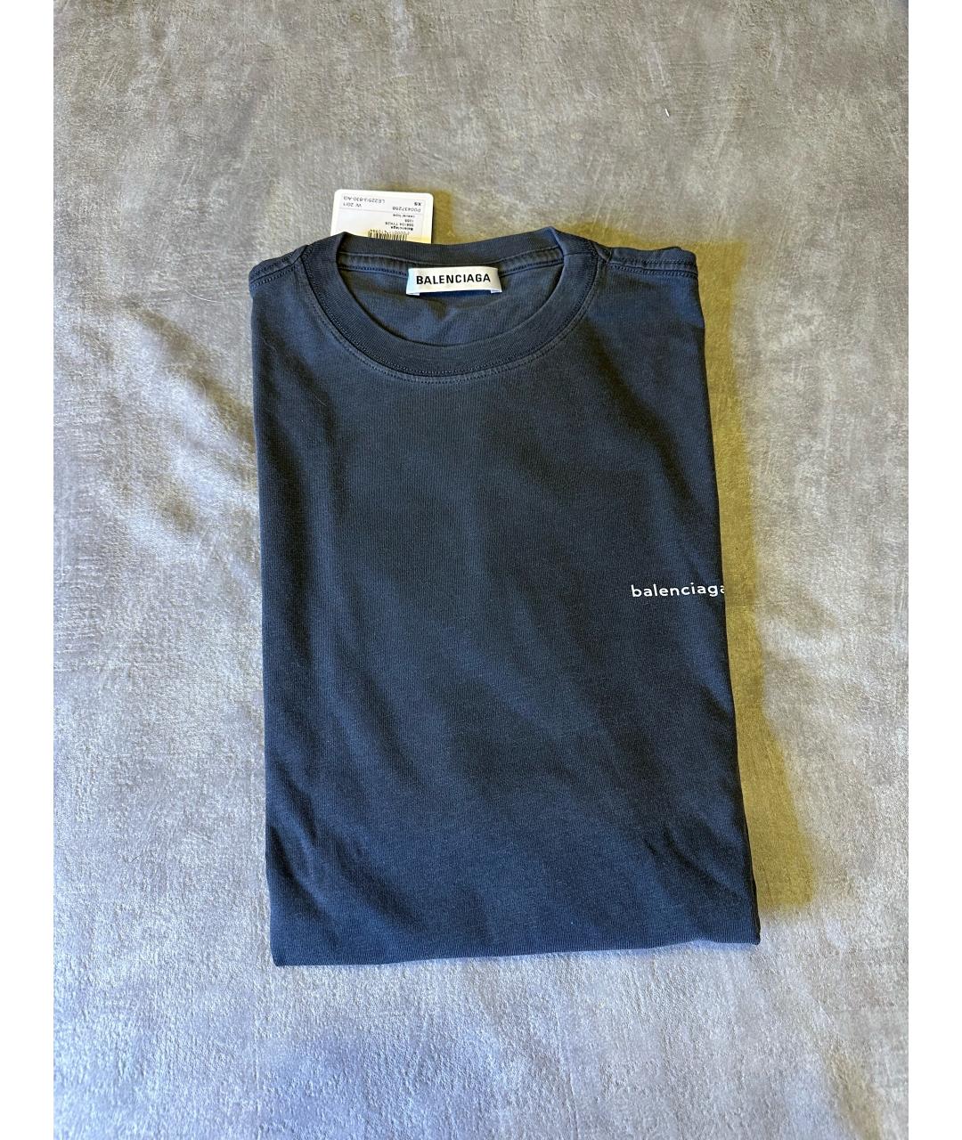 BALENCIAGA Антрацитовая хлопковая футболка, фото 2