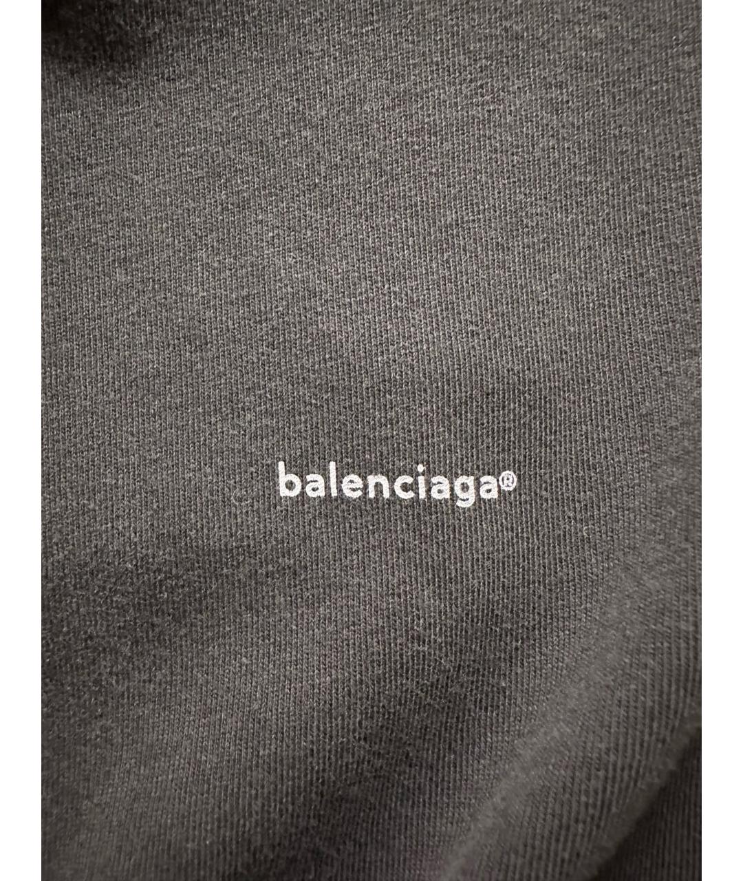 BALENCIAGA Антрацитовая хлопковая футболка, фото 3
