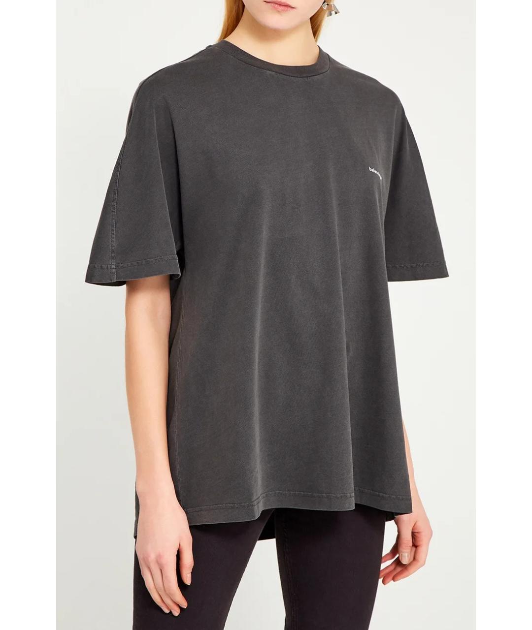 BALENCIAGA Антрацитовая хлопковая футболка, фото 5