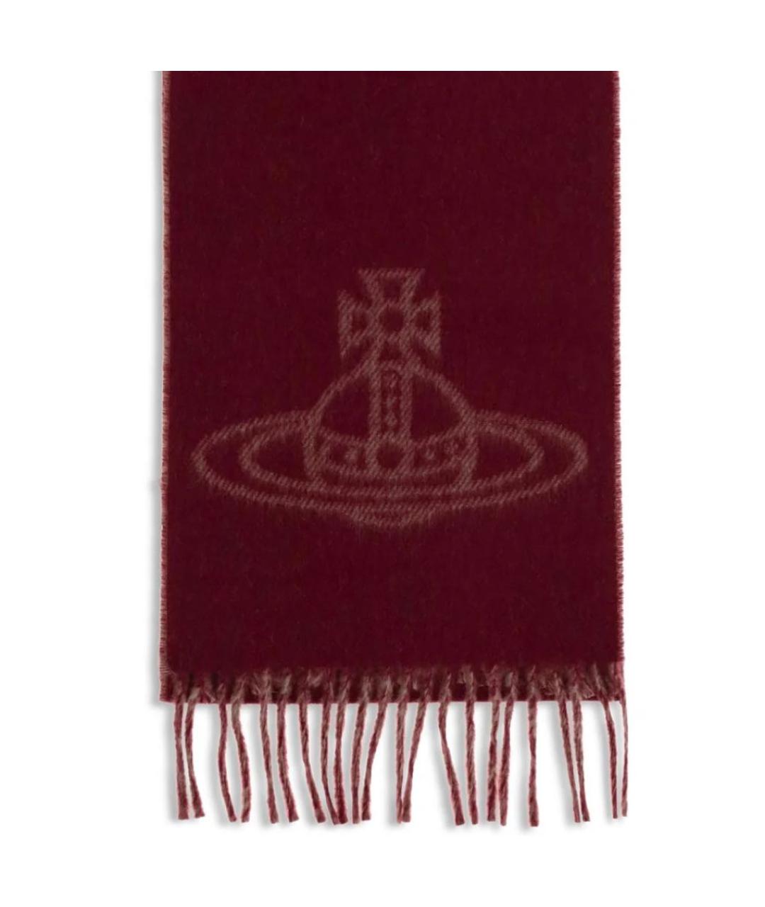 VIVIENNE WESTWOOD Бордовый шерстяной шарф, фото 2