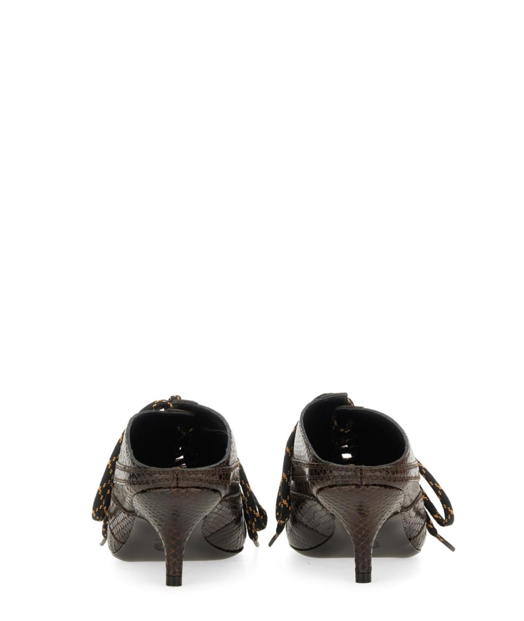 DRIES VAN NOTEN Коричневые кожаные мюли, фото 3