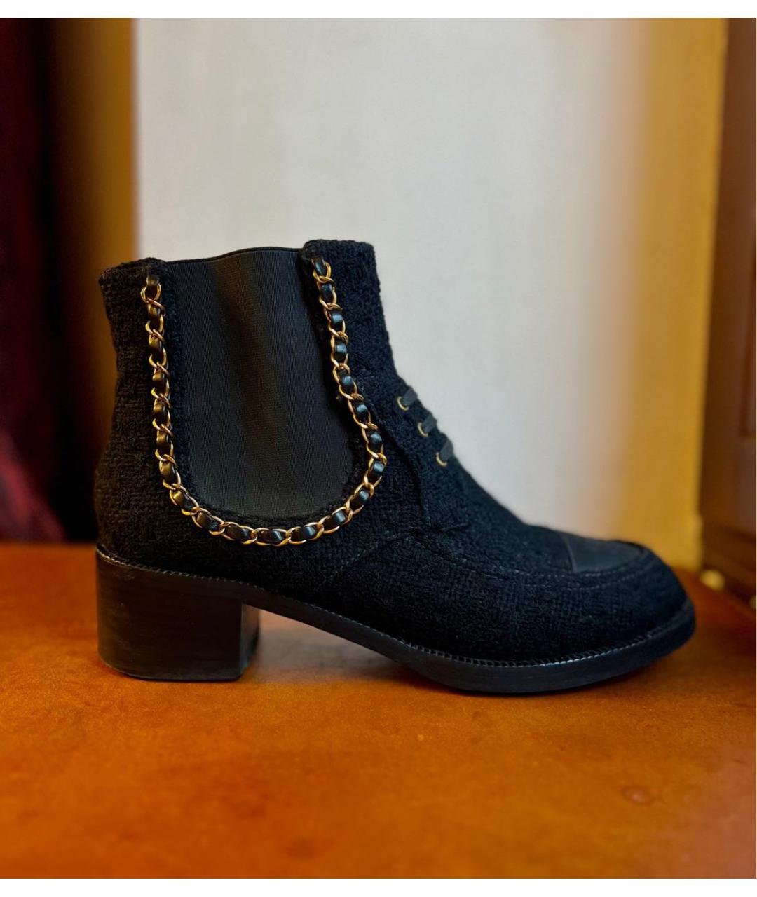 CHANEL Черные текстильные ботильоны, фото 5