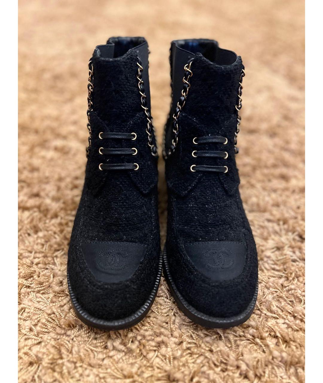 CHANEL Черные текстильные ботильоны, фото 2