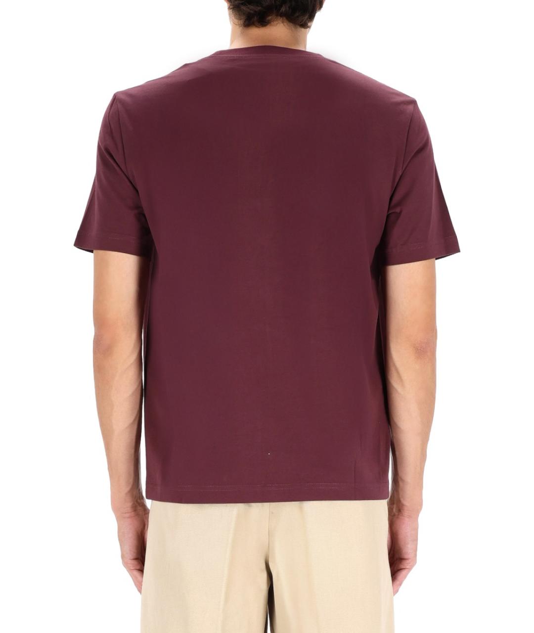 LANVIN Бордовая хлопковая футболка, фото 3