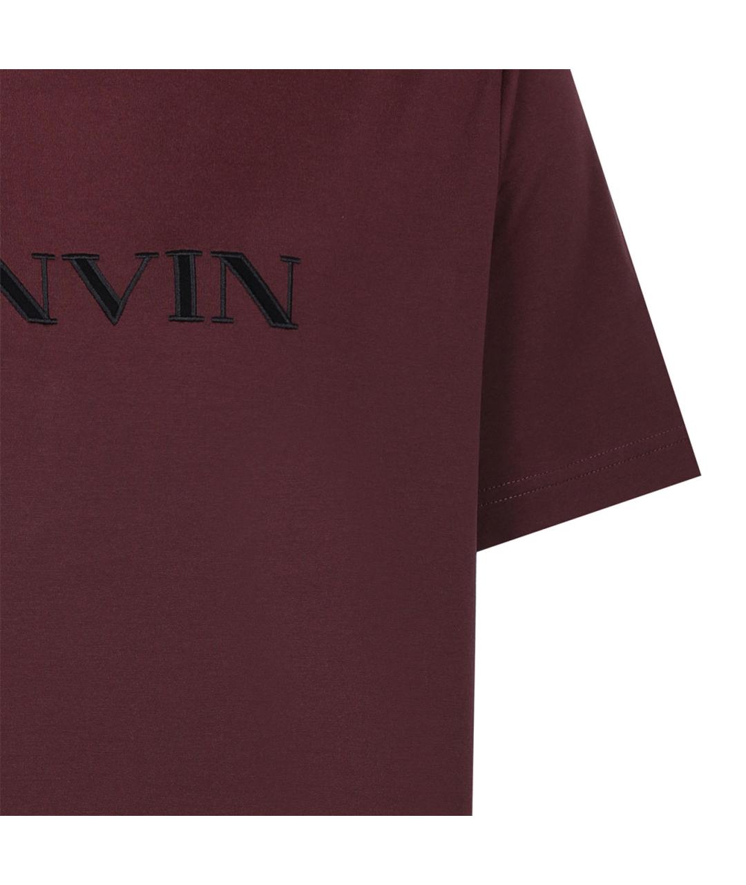 LANVIN Бордовая хлопковая футболка, фото 4