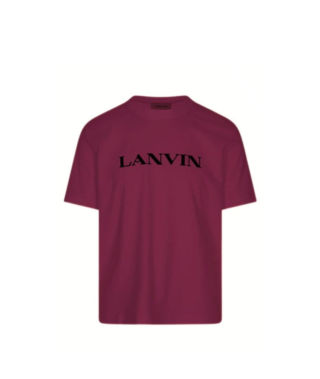 LANVIN Бордовая хлопковая футболка, фото 1