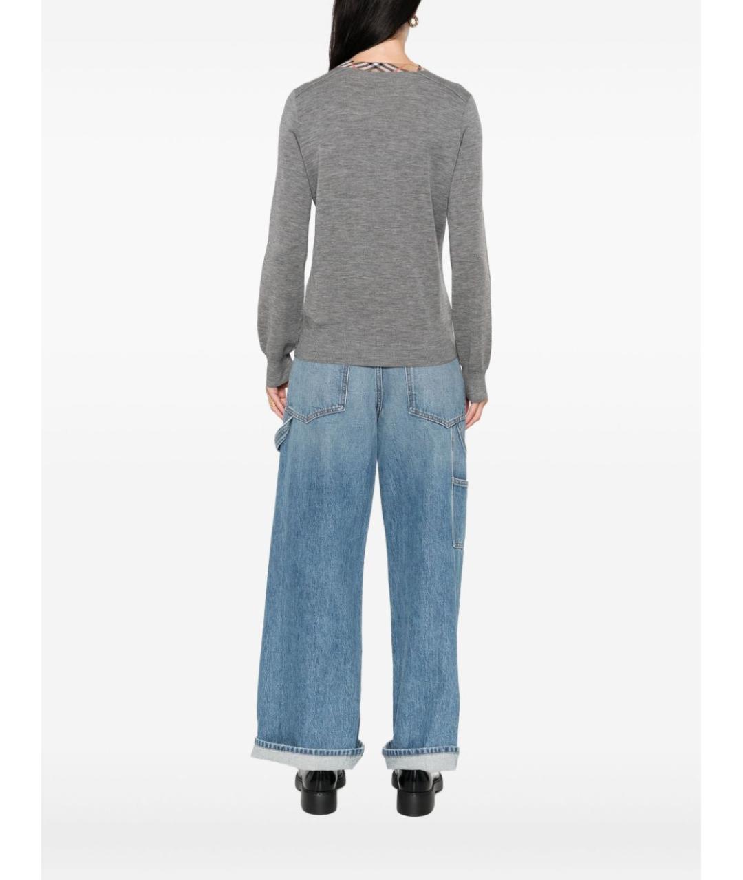 BURBERRY Серый шерстяной джемпер / свитер, фото 4